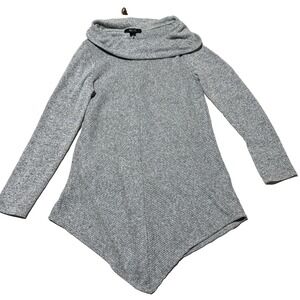 BCX Gray Cowl Neck Sweater Women's Small Asymmetrical Hem Knit Pullover